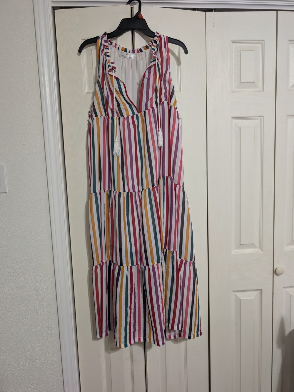 Striped Tie-Front Maxi Dress in Multicolor